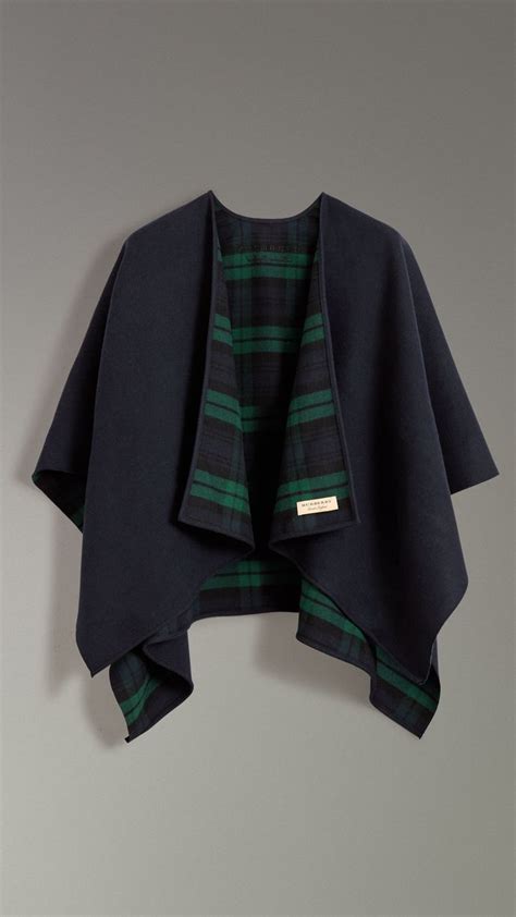 burberry reversible cropped tartan wool poncho|Burberry capes and ponchos.